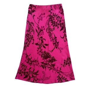 ANTHROPOLOGIE Tilda Pink Floral Slip Midi Skirt Size Small